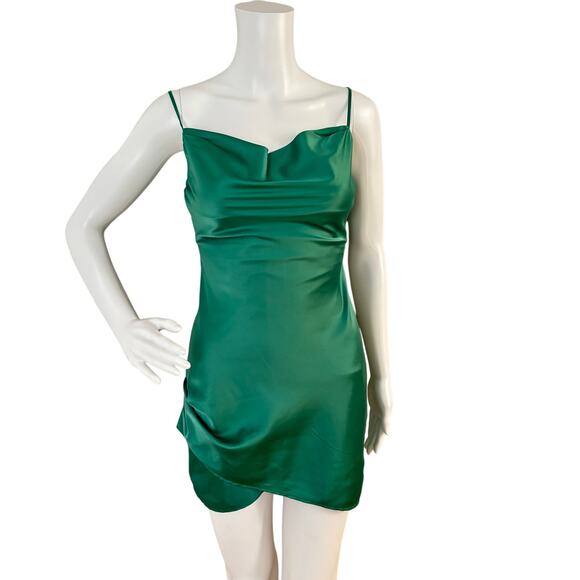 MAJORELLE LAURENA GREEN SATIN MINI DRESS WOMEN SIZE XS - Picture 6 of 16